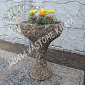 Вазон садовый для цветов Глория бетонный Галька коричневая