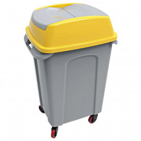 Бак для мусора на колесах Planet Hippo 50 л серо-желтый