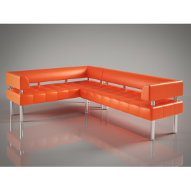 Угловой диван офисный Тонус Сентензо оранжевый кожзам