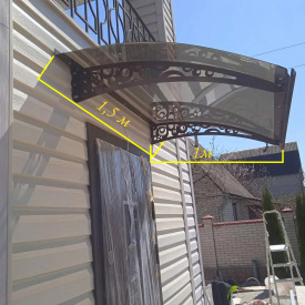 Металический сборный навес (козырек) над дверью Dash'Ok 1.5x1 м Style, тем-серый, мон 3 мм, бронза