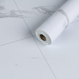 Напольное виниловое самоклеющееся покрытие в рулоне Белый мрамор 3000х600х1,5мм SW-00001822 Sticker Wall