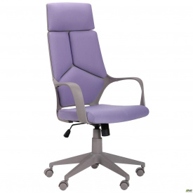 Компьютерное кресло АМФ Urban HB Grey сиреневое с высокой спинкой подголовником и пластиковыми подлокотниками
