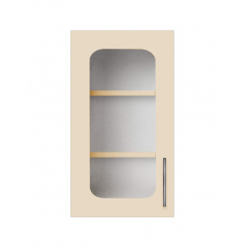 Навесной шкаф-витрина (однодверный) (стекло 4 мм) ширина 400 МАКСИ МЕБЕЛЬ Серый/Ваниль (80038)