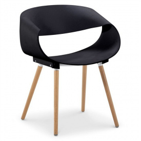 Дизайнерский стул-кресло Берта SDM пластик черный деревянные ножки бук