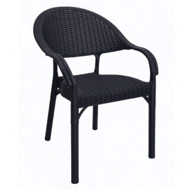Садовый стул-кресло София 84х55х59 см черный металлокаркас пластик под ротанг