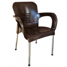 Садовый стул-кресло Венус коричневый пластик на металлических ножках