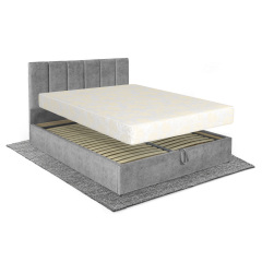 Ліжко з матрацом Лотос 160х200 (Світло-сірий, велюр, підйомний механізм, ніша) IMI Южноукраинск