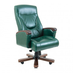 Офисное кресло руководителя Richman Boss VIP Wood M3 MultiBlock Натуральная Кожа Lux Италия Зеленый Київ