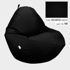 Бескаркасное кресло мешок груша Овал Coolki XXL 90x130 Черный (Оксфорд 600D PU) Прилуки