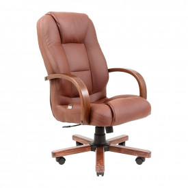 Офисное кресло руководителя Richman Seville VIP Wood M2 AnyFix Натуральная Кожа Lux Италия Коричневый