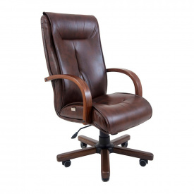 Офисное кресло руководителя Richman Boston VIP Wood M1 Tilt Натуральная Кожа Lux Италия Коричневый