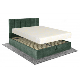 Ліжко з матрацом Лотос 160х200 (Смарагдовий, велюр, підйомний механізм, ніша) IMI