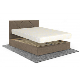 Ліжко з матрацом Цинія 160х200 (Кремовий, рогожка, підйомний механізм, ніша) IMI