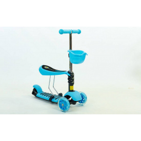 Самокат с наклоном руля planeta-sport Micro Mini с сиденьем 3 в 1 C-0332 Голубой
