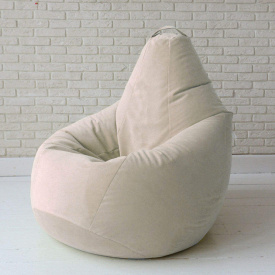 Бескаркасное кресло мешок груша с внутренним чехлом Coolki Велюр Бежевый XL105x85