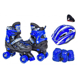 Раздвижные ролики квады 29-33 с комплектом защиты и шлемом Scale Sport Синий