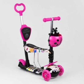 Самокат детский 5в1 с PU колесами и подсветкой Best Scooter Black/Pink (100055)