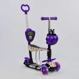Самокат детский многофункциональный с родительской ручкой 5в1 Best Scooter PU колеса с подсветкой Purple/White (74058)
