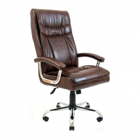 Офисное кресло руководителя Richman Burgas VIP Хром M2 AnyFix Натуральная Кожа Lux Италия Madras Коричневый