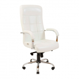 Офисное кресло руководителя Richman Virginia VIP Хром M2 AnyFix Натуральная Кожа Lux Италия Белый