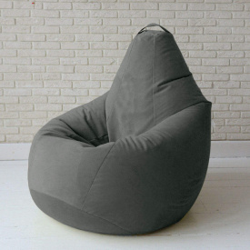 Бескаркасное кресло мешок груша с внутренним чехлом Coolki Велюр Серый XXXL140x110
