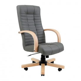 Офисное кресло руководителя Richman Atlant VIP Wood M2 AnyFix Натуральная Кожа Lux Италия Серый