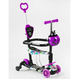 Самокат Best Scooter 5 в 1 защитный бампер PU колеса со светом Purple with Black (141596)