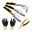 Набор садовый с перчатками Lesko CG-0125 5 предметов Черный/желтый Рівне
