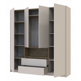 Шкаф для одежды с нишей Doros Дейл 220х206х52 см четырехдверный дсп кашемир
