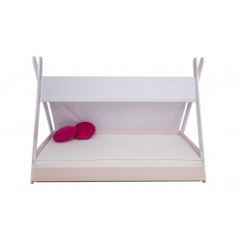 Ліжко дитяче HavenHarbor з балдахіном (Німфея Альба + Рожевий, 196х140х112 см)