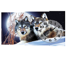Настінний годинник на полотні Декор Карпати K-247 Пара Волків (psis34623)