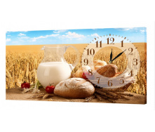 Настінний годинник ProfART на полотні 30 x 53 см Хліб (ch30_S)