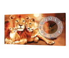 Настінний годинник ProfART на полотні 30 x 53 см Сім'я тигра (K-389_S)