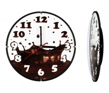 Годинник настінний ДомАрт Гарячий шоколад Скло Тихий хід 30х30х4 см Білий Коричневий (21605)