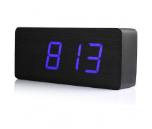Настільний електронний LED годинник від мережі VST 865 Чорний з синім