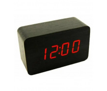 Настільний електронний годинник від мережі та від батарейок з календарем та градусником VST 863 Чорний корпус червоне світло