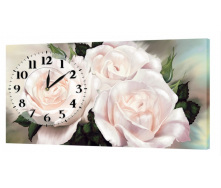 Настінний годинник ProfART на полотні 30 x 53 см Білі Троянди (K-259_S)