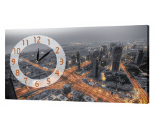 Настінний годинник ProfART на полотні 30 x 53 см Нічне місто (07_S)