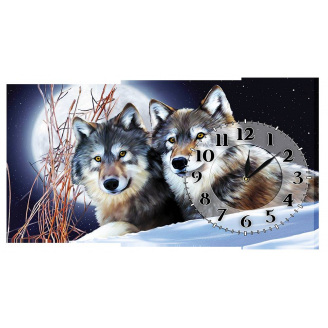Настінний годинник на полотні Декор Карпати K-247 Пара Волків (psis34623)