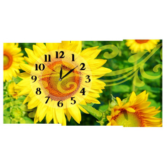 Настінний годинник на полотні Декор Карпати ch21 Соняшники (kqLN49848)
