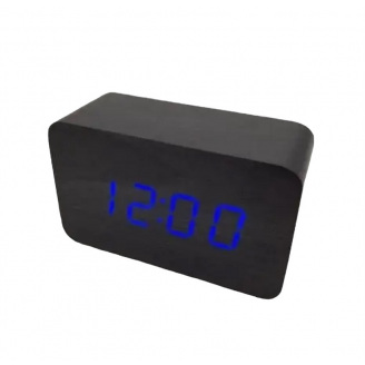 Настільний електронний годинник від мережі та від батарейок з календарем та градусником VST 863 Чорний з синім