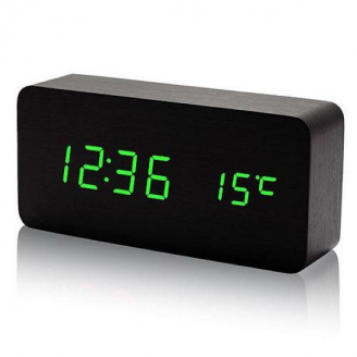 Настільний годинник від мережі + батарейка VST-862-4 Чорний