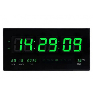 Настінний електронний LED годинник Digital Clock 4622 Чорний із зеленим