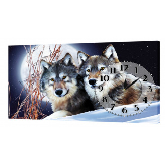 Настінний годинник ProfART на полотні 30 x 53 см Пара вовків (K-247_S)