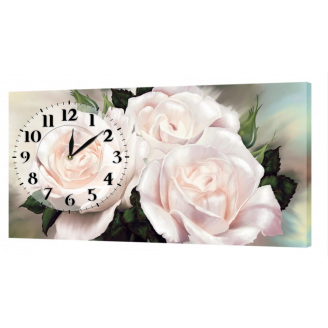 Настінний годинник ProfART на полотні 30 x 53 см Білі Троянди (K-259_S)