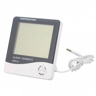 Цифровий термометр годинник гігрометр з датчиком HTC-2 Білий (004851)