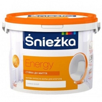 Матовая латексная краска Sniezka Energy 14 кг снежно-белая