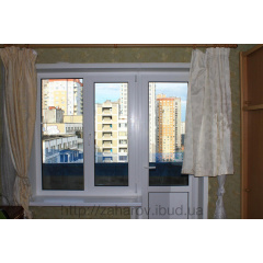 Монтаж пластиковых откосов на балконный блок 1,550х1,400х2,150х280 мм Киев
