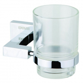 Стеклянный стакан DEVIT Quadro с держателем хром (09050SC)