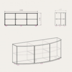 Тумба под ТВ Компанит Плазма-2 1290x476x410 венге